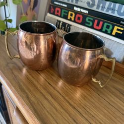 Set Of Two Copper Mugs 