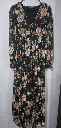 Black Floral Maxi Dress Long Sleeve