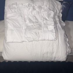 Full Size 3 Piece Ruffle Set - White