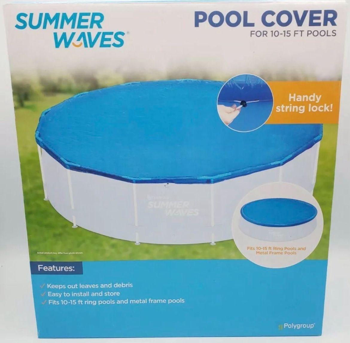 Summer Waves Adjustable Pool Cover For 10 - 15ft Pools 