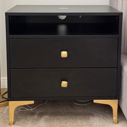 2 Drawer Black Nightstand 