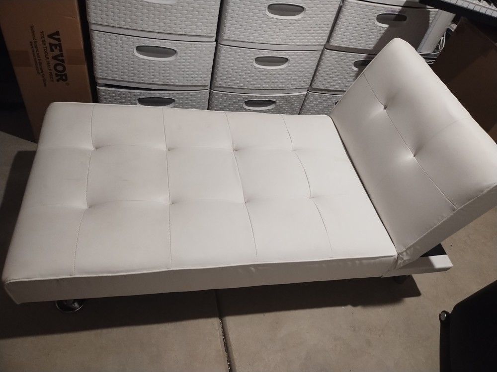 Convertible Faux Leather Futon Chaise Lounge 