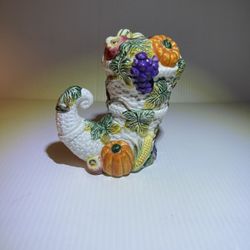 Cornucopia Candle Holder Harvest Bounty  by Omnibus Fitz & Floyd 1993 5x5”