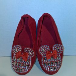 Disney Minnie Mouse red with bling stones kids size 1 flat shoes $10 FIRM 