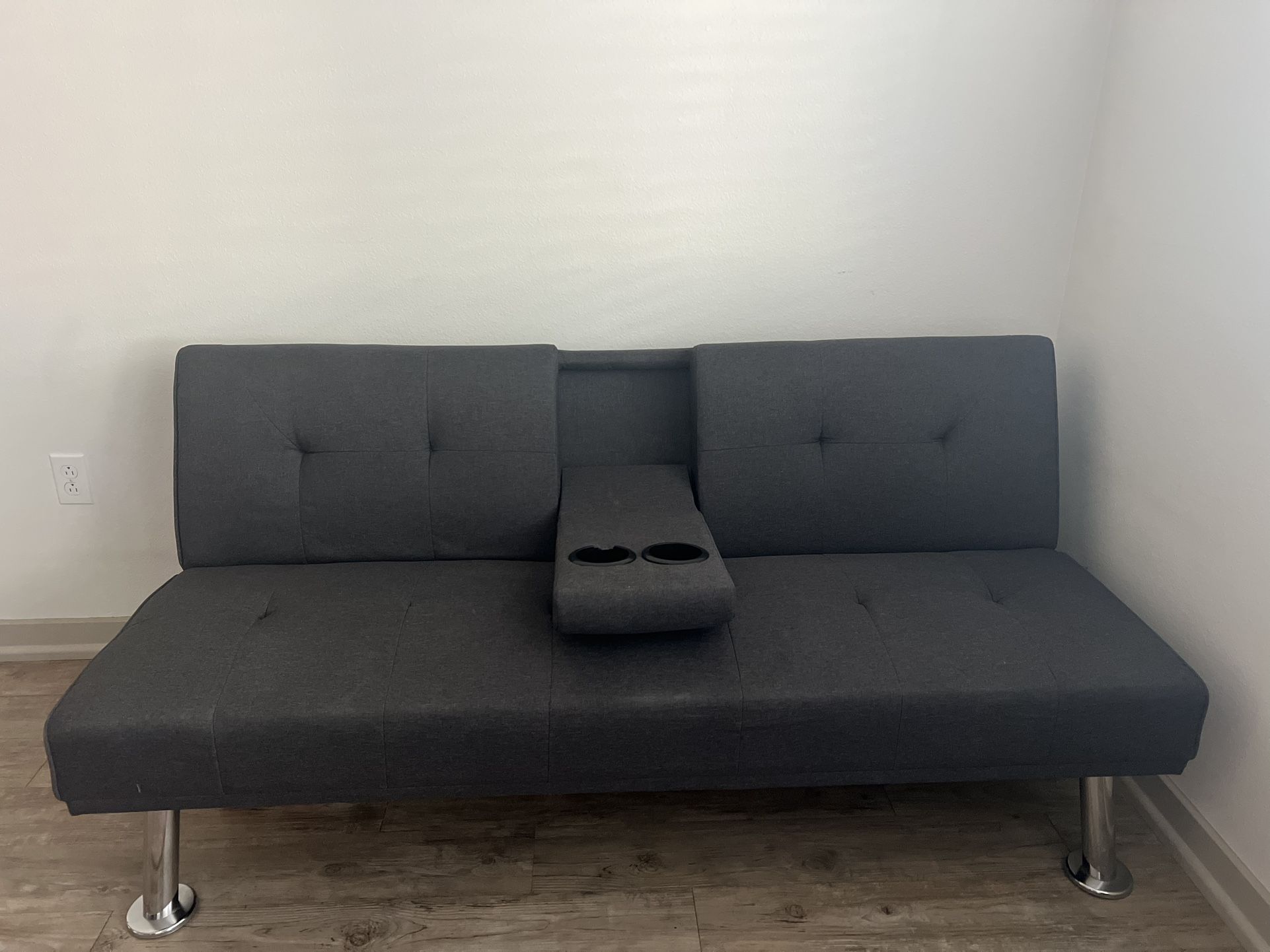 Gray Futon with removable arm rest