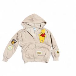 Disney Winnie the Pooh Tan Zip Up Hoodie Ladies S / Kids L