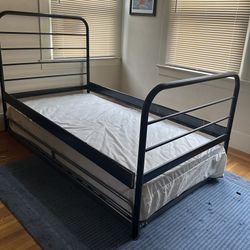 Metal Twin Bed Frame + Trundle Bed