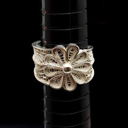 Vintage Sterling Silver Daisy Flower Ring Size 6.25 Detailed Ornate Filigree 1960s Boho Bohemian 70s
