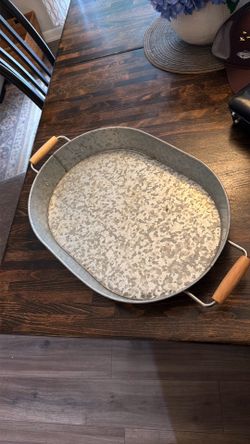 Galvanized Metal Serving Tray with Wood Handles – 20”