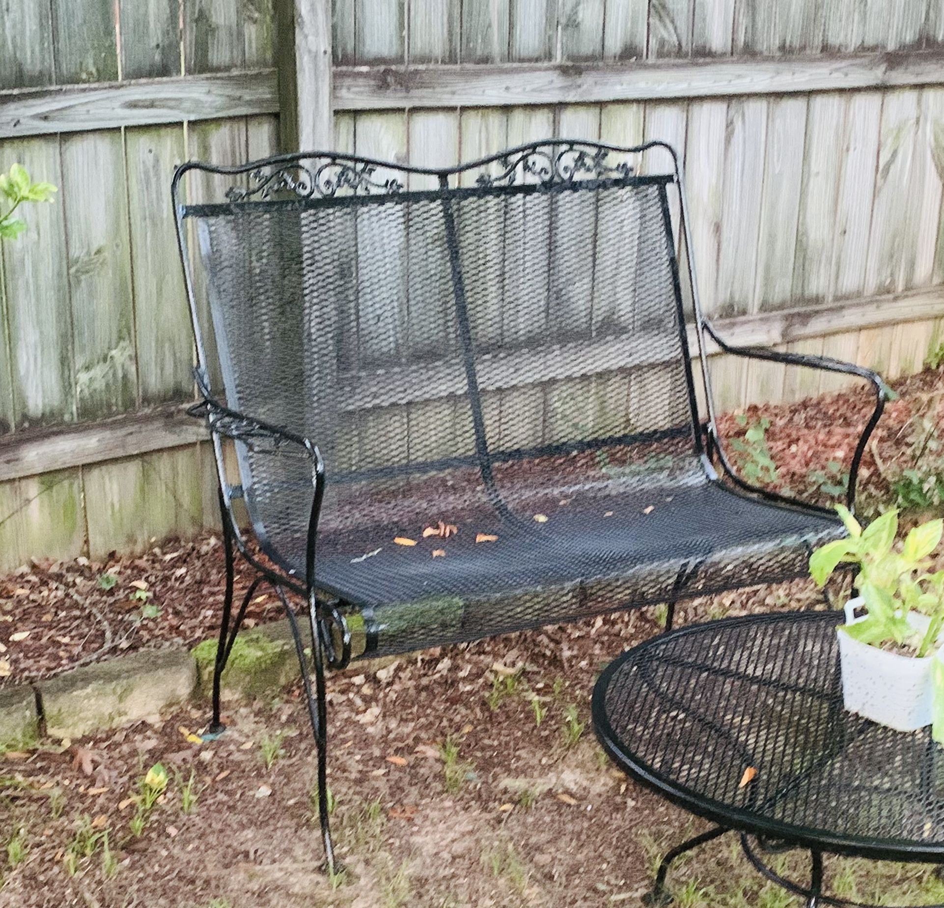 Vintage Wrought Iron Outdoor Bench *TABLE *NOT* INCLUDED*