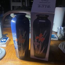 Blue Iris Stoneware 11  Inch Flower Vase