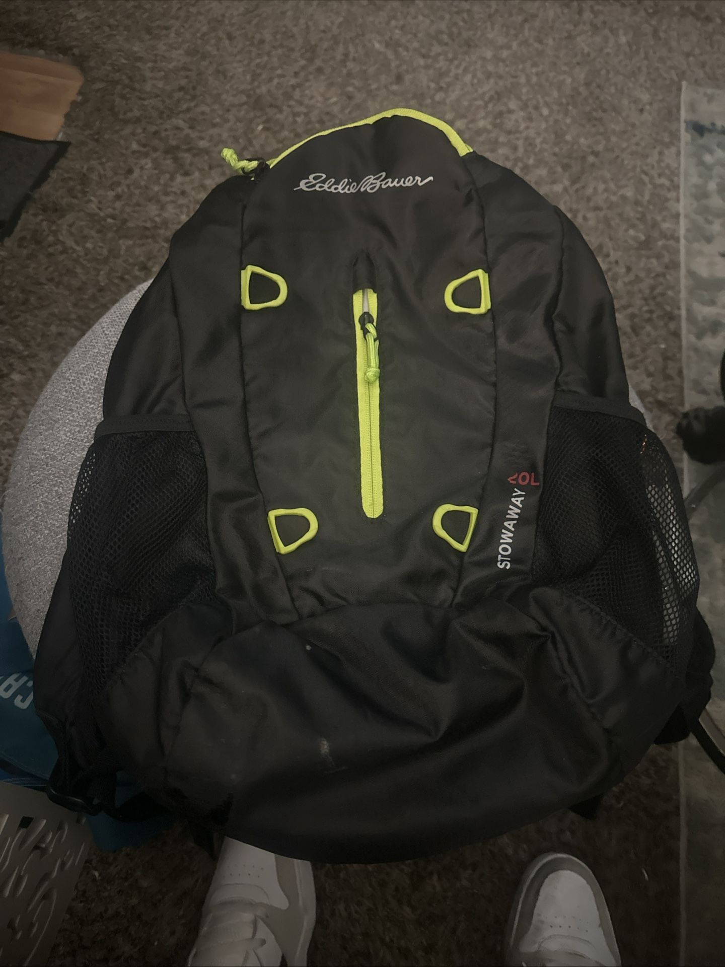Eddie Bauer Stowaway 20L Backpack Packable Lightweight Travel Bag Black Pockets