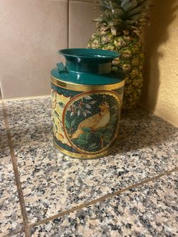Vintage Giftco Green And Gold Canister