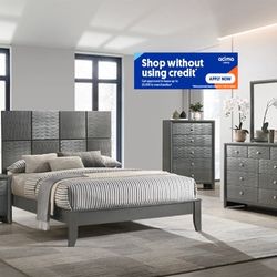 4pcs Queen Size Bedroom Set w. Mattress Included 