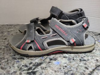 Merrell Panther Sandal 5M Gray Red Kids Boys Leather Upper Athletic