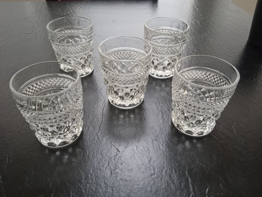1960's Vintage Anchor Hocking Wexford Old Fashioned Whiskey Low-ball Glasses