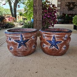 Blue Star Clay Pots. (Planters) Plants, Pottery, Talavera $55 cada una. First come first serve.