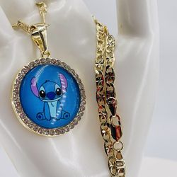 Stich cadena y colgante oro laminado 14k/Gold Plated 
