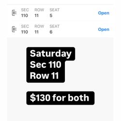 Saturday Game Tickets 