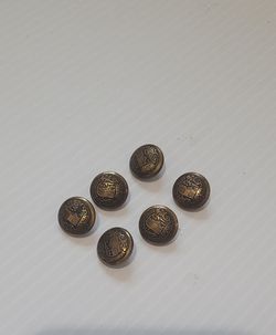Vintage Set of 6 Salzburg Metal Buttons, Rare 1/4" Clothing Button