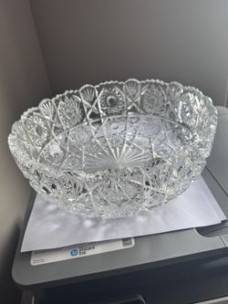 Vintage Bohemian Czech Cristal Vase And Candy Bowl And Salad Bowl