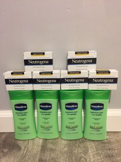 4bottles Vaseline Lotion 295ml 6bars neutrogena 100g bundle for $20/ pick up Gahanna Firm price