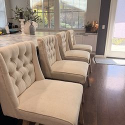 4 Cream Bar Top Swivel Chairs