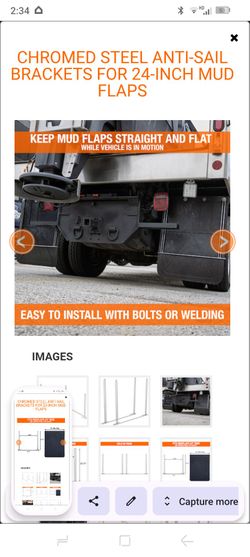 Chromed Steel Anti-Sail Brackets for 24-Inch Mud Flaps