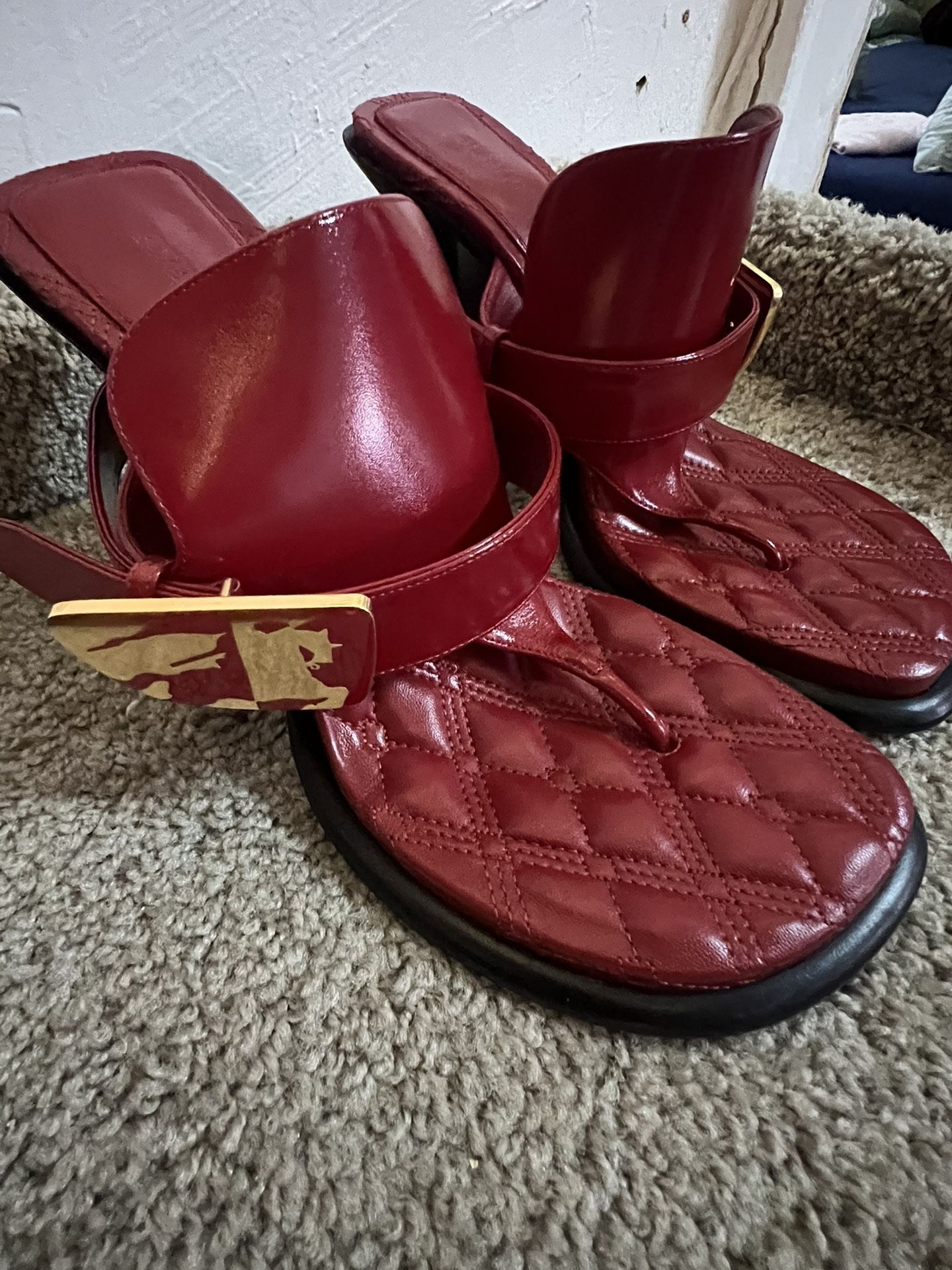 Burberry Embellished Patent-leather Sandals