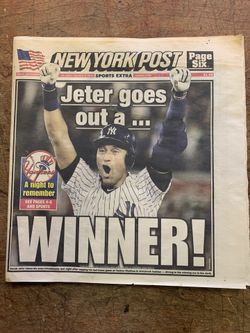 Derek Jeter New York Yankees 2014 New York Post Last Game @ Stadium Newspaper