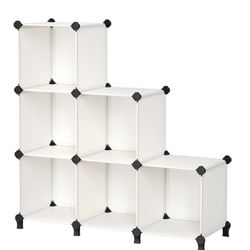6 Cube Metal Plastic White Storage Organizer Shelves For Clothing Book Shoes #003 