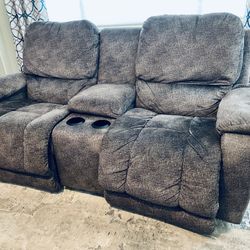 La-Z-Boy Gray Loveseat, Electric Recliner