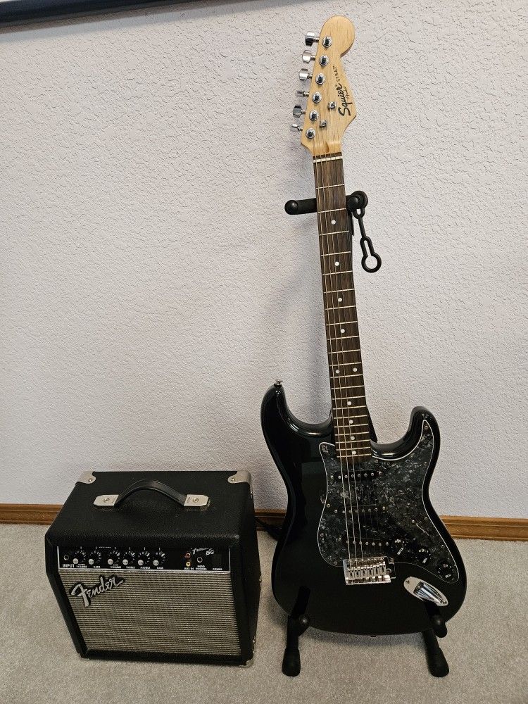 Fender Squire Guitar And Fender Amplifier