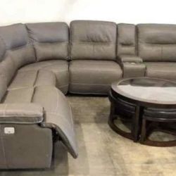 Leather Reclining Sectional 