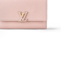 LOUIS VUITTON Capucines, letter logo, snap closure, Taurillon leather, Capucines wallet, women's style, pink (194)65