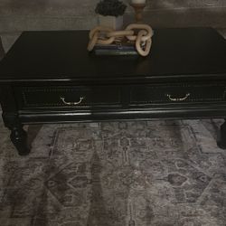 Black Solid Wood Coffee Table 