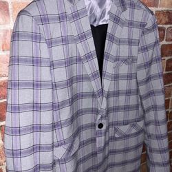 Mens Grey & Purple Suit Jacket