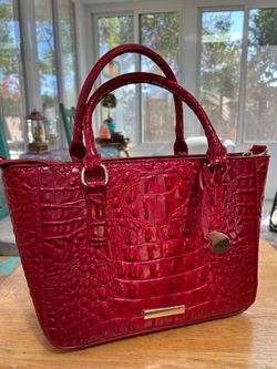 Red Croc-Embossed  handbag
