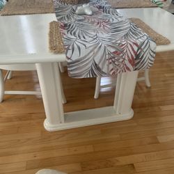 Solid Wood White Dining Table With 6 Chairs 