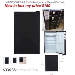 New MAGIC CHEF 4.4 Cu Ft Refrigerator Manual Defrost, E-Star $150 cash only East Palmdale 