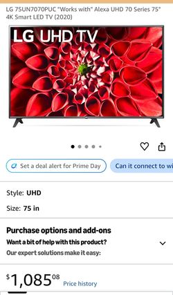 LG 75UN7070PUC "Works with" Alexa UHD 70 Series 75" 4K Smart LED TV (2020)
