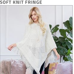 Knit Fringe Poncho 
