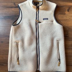 Patagonia Retro Pile Fleece Zip Up Vest Pelican Beige Outdoor Womens L