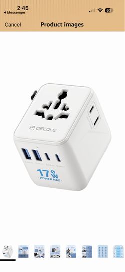 “Pro” Universal Travel Adapter 2 USB-C& 2 USB-A Cover 200+ Countries 17W Max, International Plug Adapter, All in One Portable Adapter, NOT A Voltage C