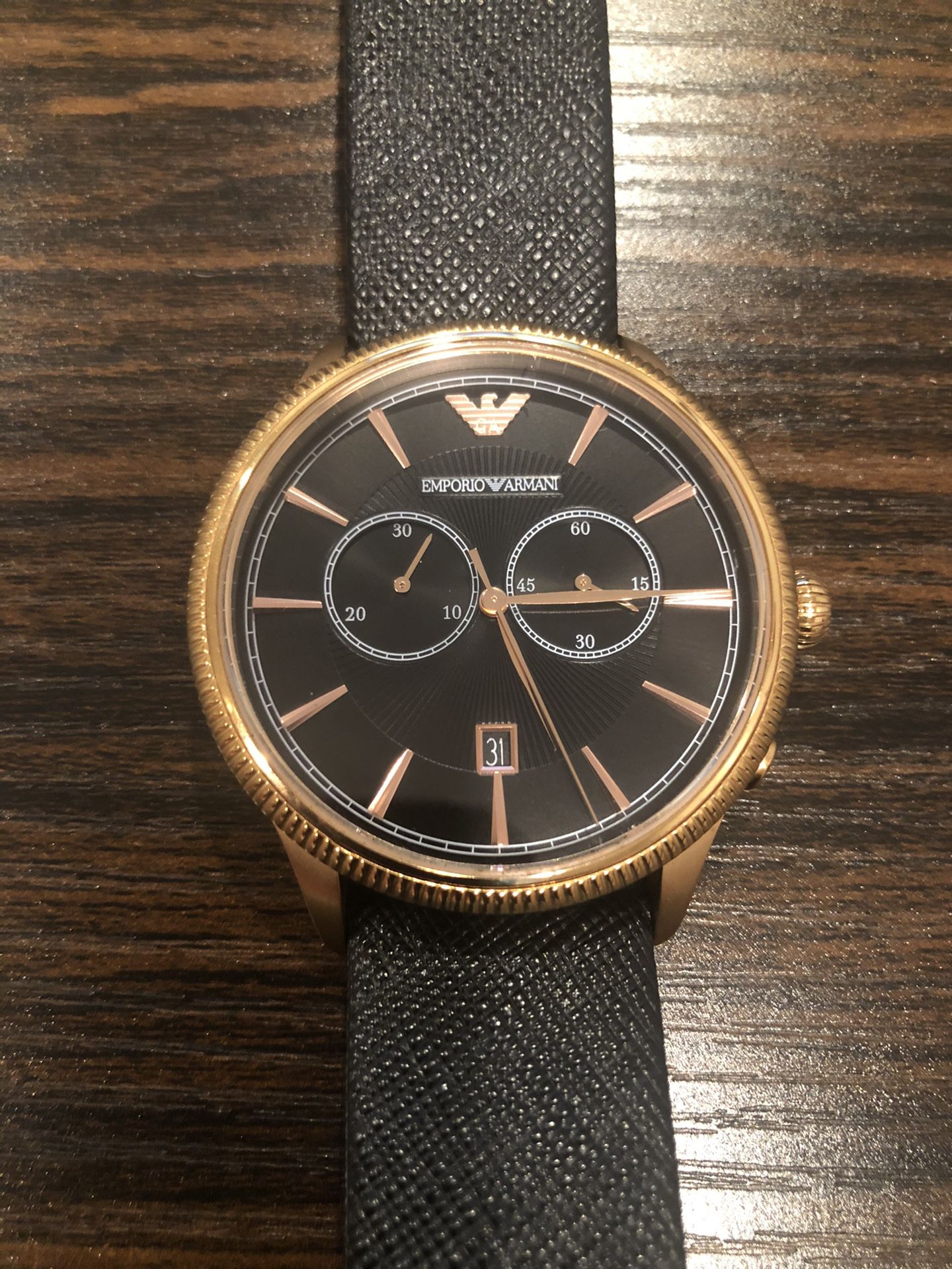 Rose gold and black Armani Men’s watch