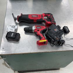 Hyper Tough 2 Pc Cordless Combo Tool Set 2 Batteries And Charger 