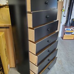 New Tall 7 Large Drawer Dresser Chest Color Black 