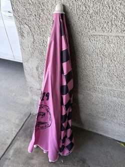 2019 Vans US Open of Surfing Beach Umbrella, Pink Checkered, Huntington Beach