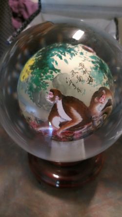 Chinese reverse hand painted glass orbs