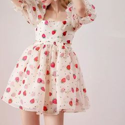 Vintage Strawberry Dress ,Size (S)